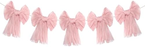 Pink Bow Garland Banner for Coquette Birthday Party Decor