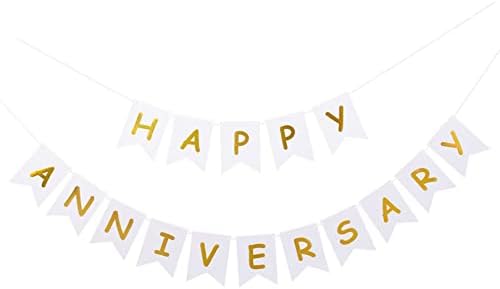 White Happy Anniversary Banner for Wedding Party Decoration
