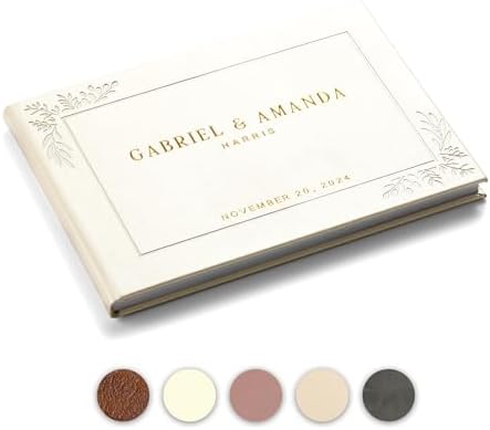 Promot Personalized Wedding Guest Book with Gold Foil