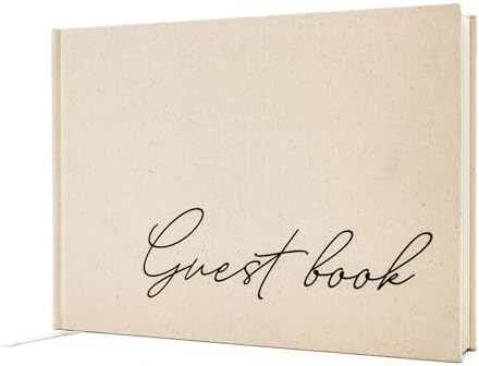 Cream Guest Book - 95x7 Linen Hardcover for Events