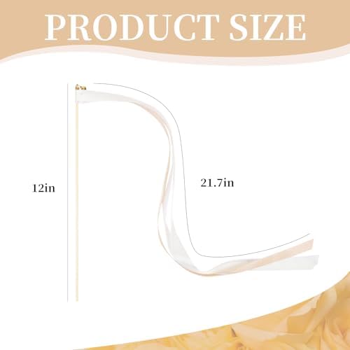 200 Pieces Ribbon Wedding Wand Sticks with Bells