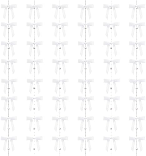 Meseey 6 Pack White Satin Bow Garland Set