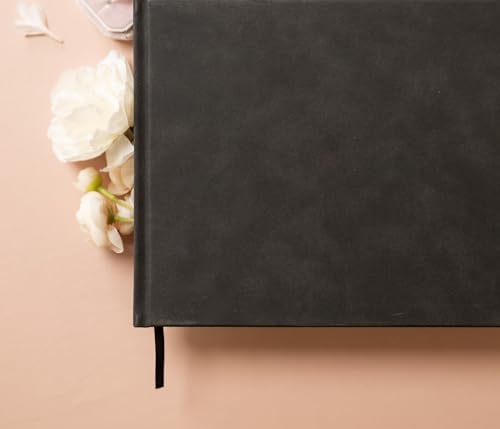 MUUJEE Personalized Guestbook - Charcoal Hard Cover with Bookmark