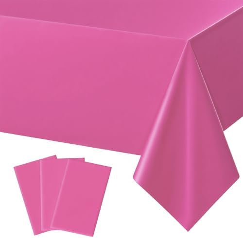 MRJ 3 Pack Hot Pink Disposable Table Cloth 54x108 Inch