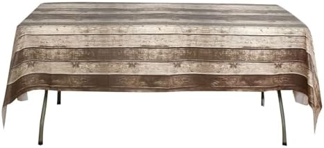 Balsa Circle 5 Pack Charcoal Gray Rectangular Tablecloth with Wooden Design