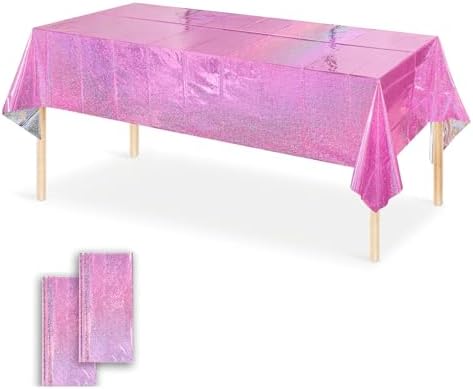 OQOQ Holographic Pink Tablecloths 2 Pack 108x54 Inches