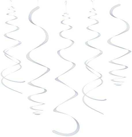 White Party Hanging Swirl Decorations Plastic Streamer Pack of 28
