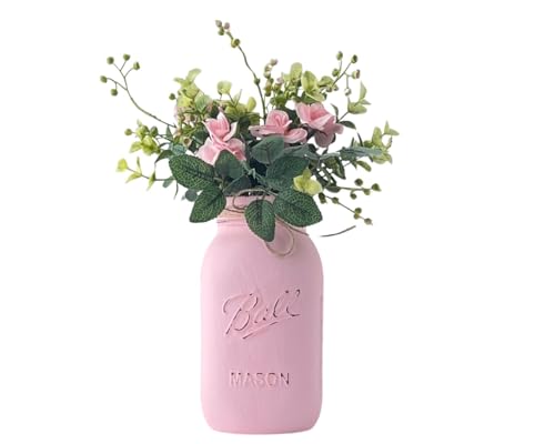 Set of 5 Painted Mason Jars Rustic Centerpieces for Weddings and Events
