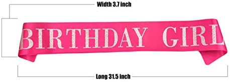 Birthday Girl Sash for Women Hot Pink Satin with Silver Glitter