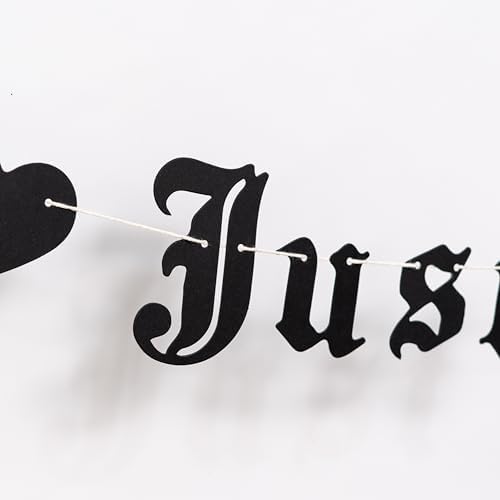 Just Married Gothic Wedding Banner - Dark Alternative Letter Garland