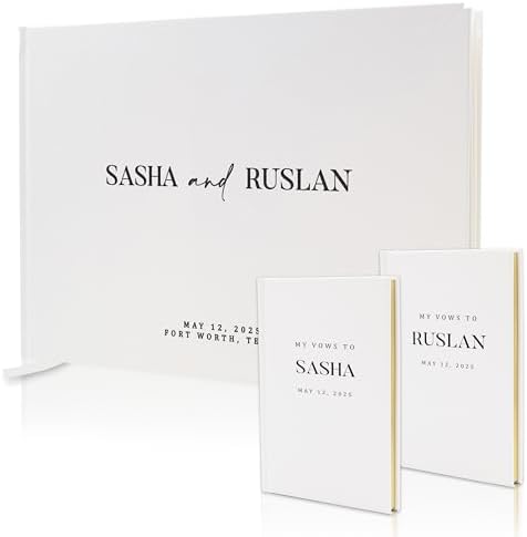 Personalized Wedding Book Set with Guestbook and Vow Books
