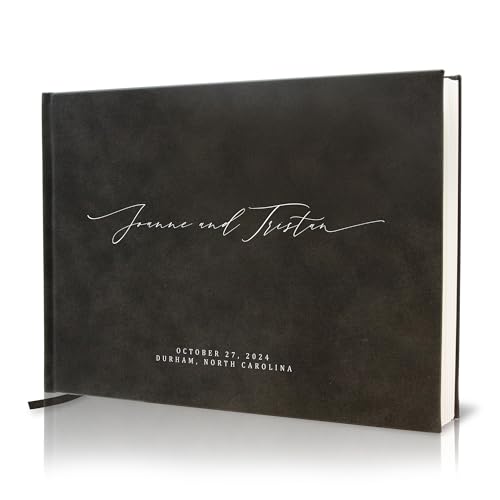 MUUJEE Personalized Guestbook - Charcoal Hard Cover with Bookmark