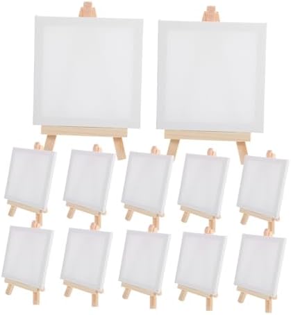 LIFKOME 12Pcs Small Canvases with Easels for Painting and Arts