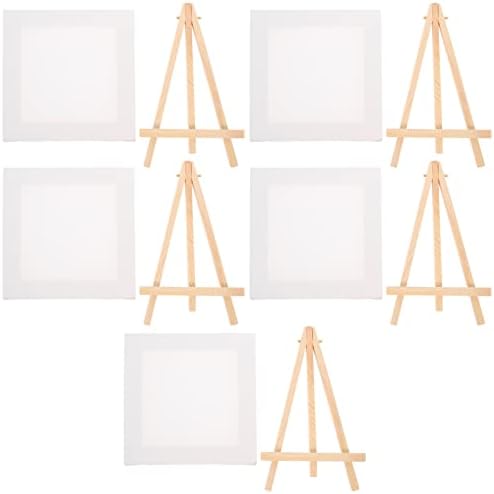 Jojofuny 5 Sets Mini Easel Stands with Canvases