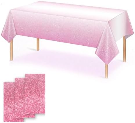 OQOQ Gradient Dots Plastic Tablecloth 3 Pack Pink White