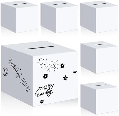 6 Pack 10 Inch White Cardboard Raffle Boxes