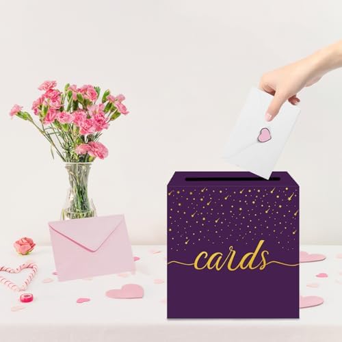 Purple Card Box Wedding Party Storage Box