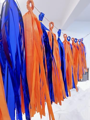 Blue and Orange Tassel Garland Decor Kit
