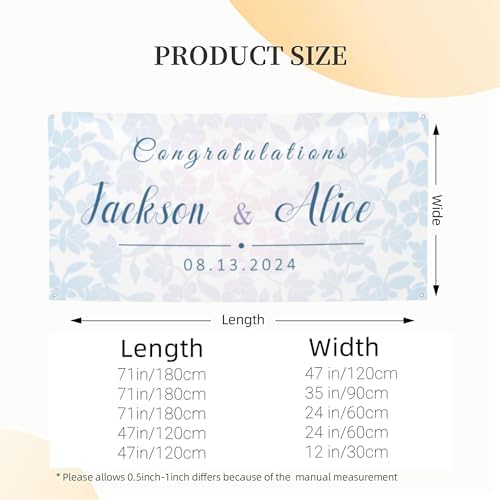 Custom Wedding Banner with Elegant Abstract Leaves Design
