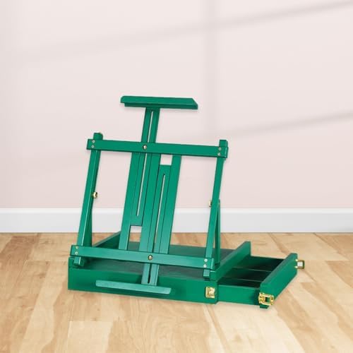 Folding Wooden Stand for Painting and Sketching with Storage Green