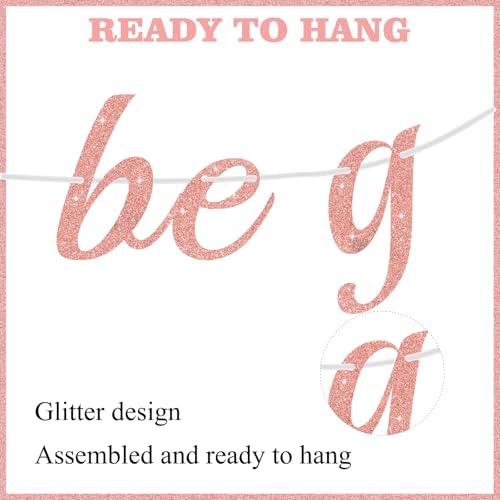 ITHKIRHO Graduation Banner Set - 8 Pcs Rose Gold Glitter Decorations
