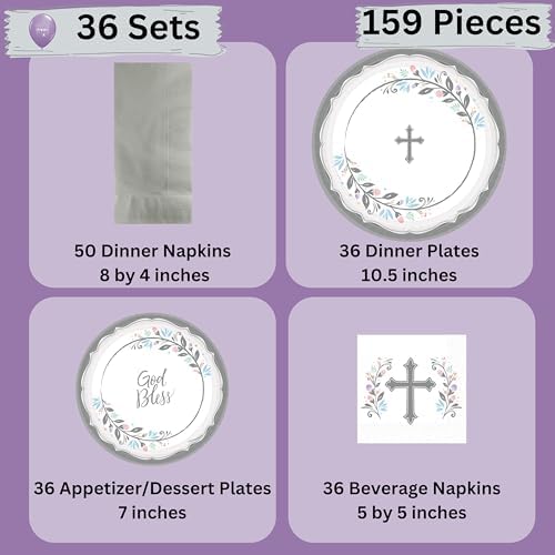 Religious Party Plates Napkins Set for 36 Guests