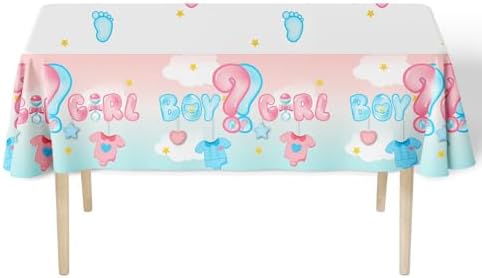 Blue and Pink Gender Reveal Tablecloth for Baby Shower