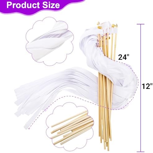 100 Pcs Wedding Ribbon Wands with Bells