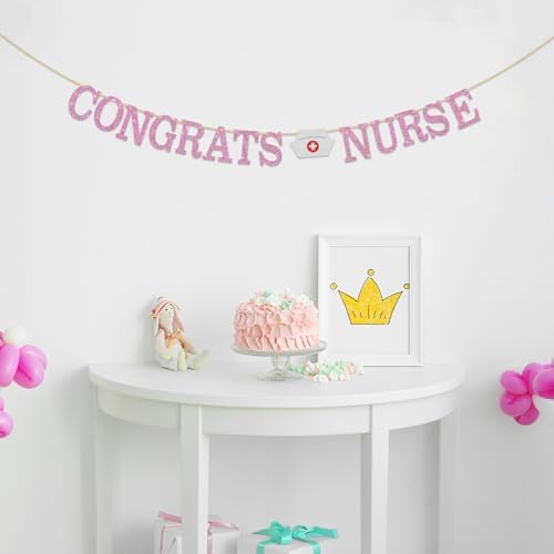 Pink Glitter Congrats Nurse Banner 3x5