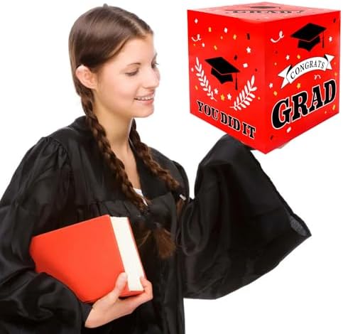 2025 Graduation Card Box - Red Decorative Holder for Party