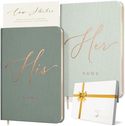 ARTESORI Vow Books His and Hers - Linen Wedding Vow Books Mint Sage