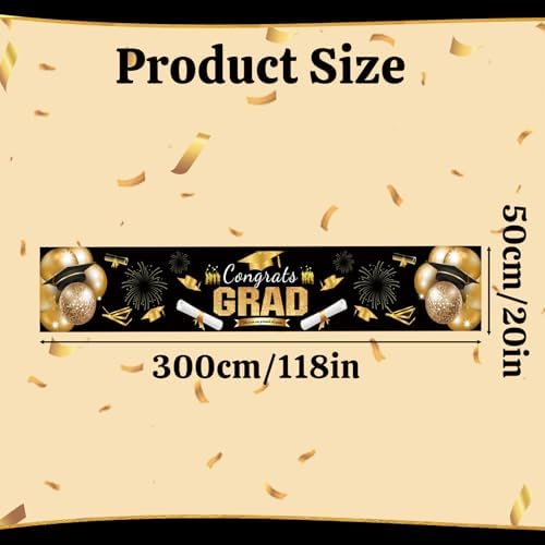 2025 Graduation Banner with Black Gold Design