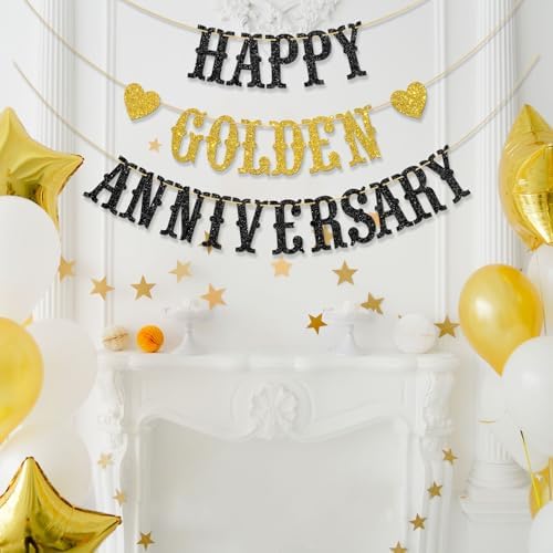 Happy Golden Anniversary Banner Wedding Party Decorations