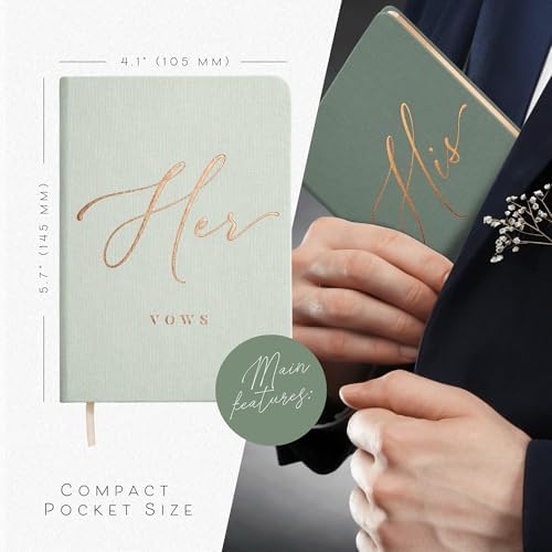 ARTESORI Vow Books His and Hers - Linen Wedding Vow Books Mint Sage
