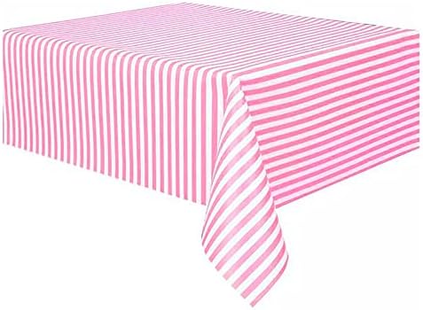 Retzjorv Vpang 2 Pcs Striped Plastic Tablecloths 54x108 Inch Pink Stripe