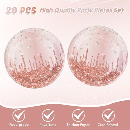 Pink Rose Gold Birthday Party Decor Set for Women