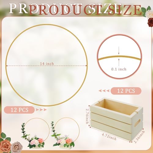 24 Pcs Metal Floral Hoop Centerpieces with Stand for Tables