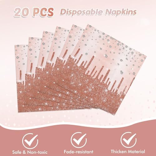 Pink Rose Gold Birthday Party Decor Set for Women