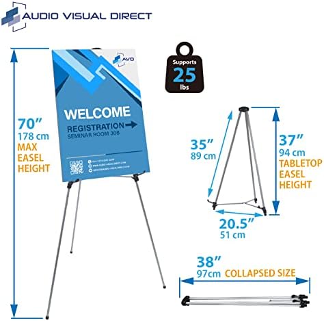 Lightweight Aluminum Telescoping Easel 70 Inches Silver 10 Pack
