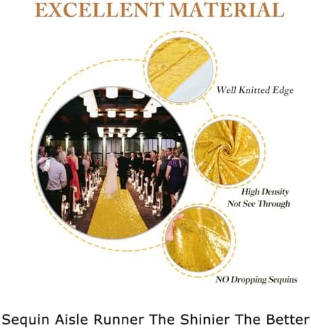 ShiDianYi Sequin Aisle Runner - 4FTx20FT Gold Aisle Runners for Wedding