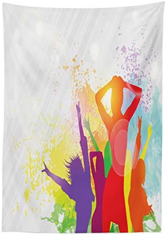 Ambesonne Retro 58x104 Tablecloth Multicolor Waterproof