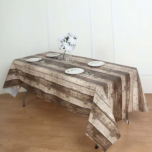 Balsa Circle 5 Pack Charcoal Gray Rectangular Tablecloth with Wooden Design