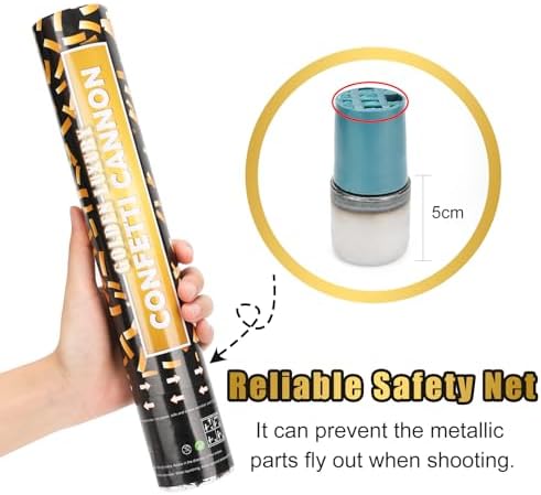 Gold Confetti Cannon 5 Packs 12 Inch Party Poppers