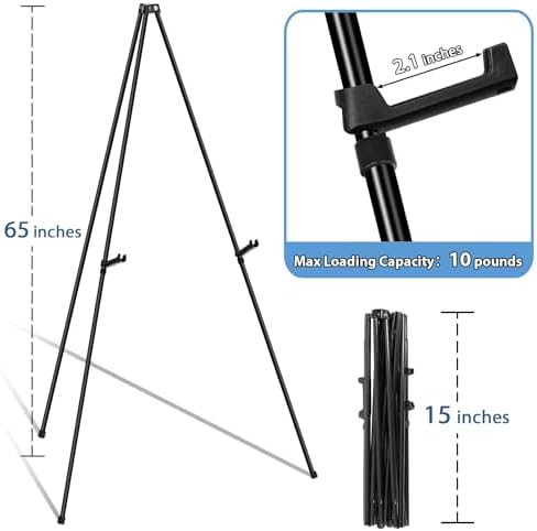 Thickened Metal Easel Stand for Sign 65 Inch Black 1 Pack