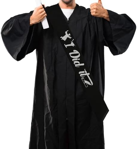 I Did It Black Sash with Silver Foil Graduation Decor