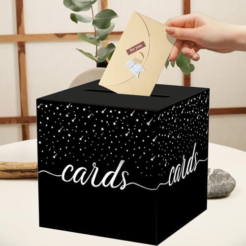 Elegant Gold Foil Black Card Gift Box for Weddings and Parties