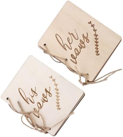 Haofy Wedding Vow Booklets 2pcs Wooden Decorative Guestbook Props
