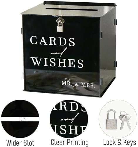 Black Acrylic Card Box with Slot and Lock