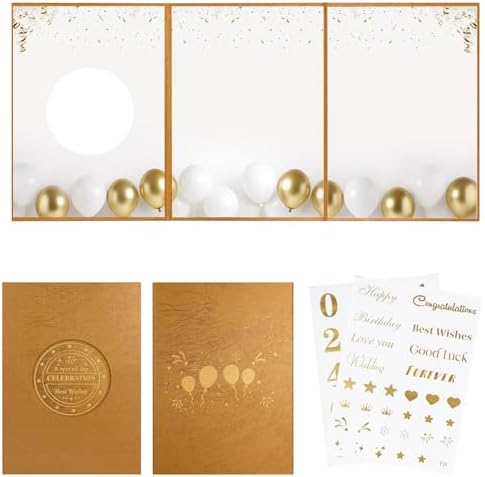Irene Dark Gold Guest Book with Stickers for Parties