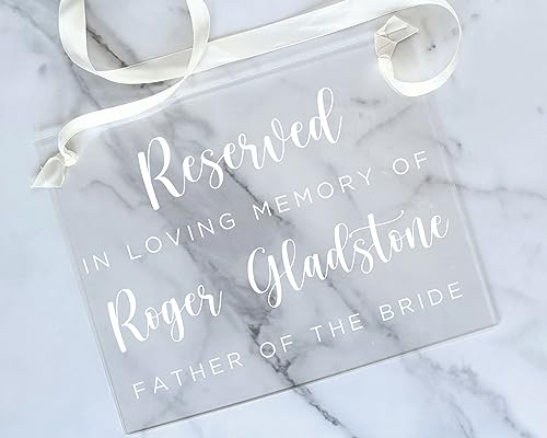 Loving Memory Acrylic Chair Sign for Wedding or Memorial